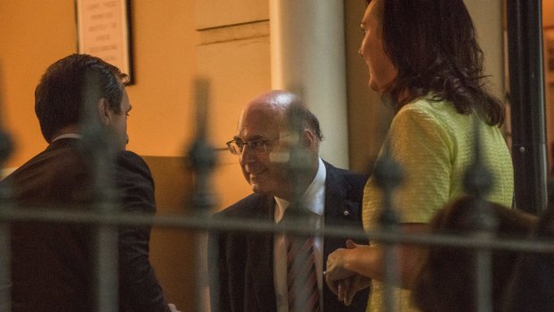 Liberal Senator Arthur Sinodinos arrives as the guest speaker at a Liberal Party fundraiser in Sydney last week.