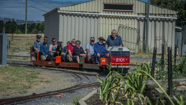 Members of the Canberra Society of Model and Experimental Engineers give the 81 a test run ahead of the weekend.