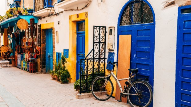 Colourful streets of seaside Essaouira.