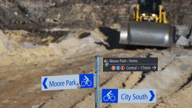 Work is well under way on a tunnel under parkland near Sydney Boys High School at Moore Park. 