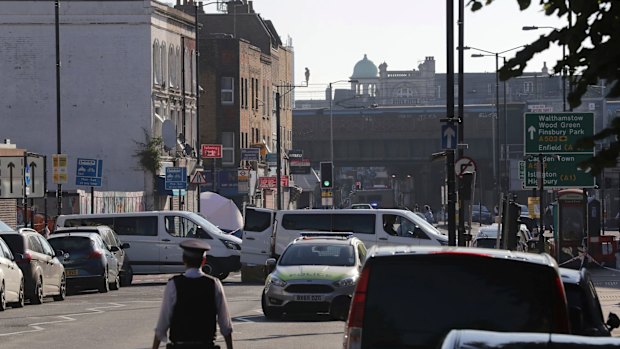 The scene at Finsbury Park where the attack unfolded.