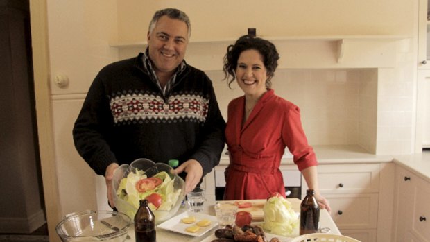 Joe Hockey in his Canberra house with journalist Annabel Crabb.