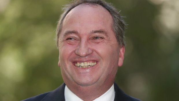Agriculture Minister Barnaby Joyce addresses the media during a press conference at Parliament House in Canberra.