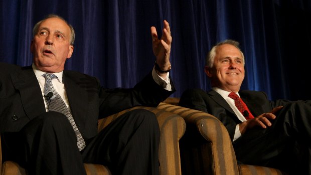 Prime ministers Paul Keating and Malcolm Turnbull.