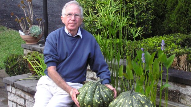 Alan Dobbyn with his pumpkins, in retirement in 2007.