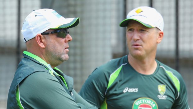 Australian cricket coach Darren Lehmann (left) with Brad Haddin, who he rates very highly for is coaching abilities.