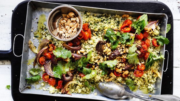 Roasted tomato and cashew couscous.