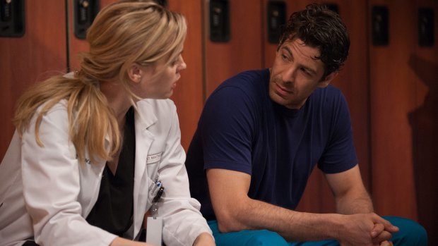 Melissa George as Dr Alex Panttiere and Don Hany as Dr Jesse Shane in <i>Heartbeat</i>.