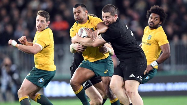 Almost: Kurtley Beale was nearly Australia's hero, scoring a try in the 76th minute.