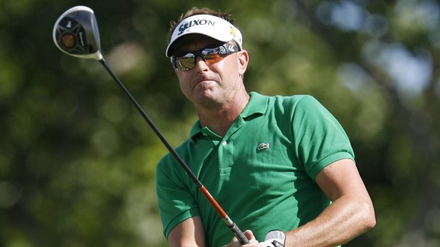 In better days: Robert Allenby playing golf in 2013.