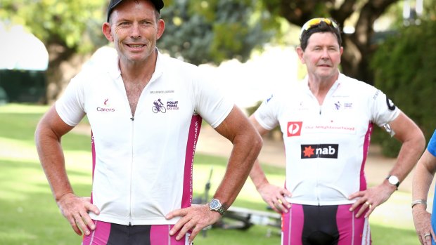 It's the Tony and Kevin Show! The old buddies arrive in Forbes during the 2016 Pollie Pedal tour.