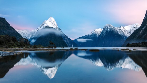 Awesome sunrise over Mitre peak and mountains of Milford Sound, Fiordland National Park, Southland, New Zealand ***EMBARGOED FOR SUNDAY LIFE, MARCH 01/20 ISSUE***

Getty