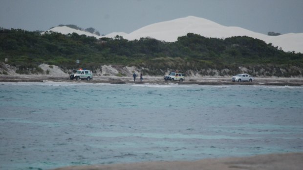 Emergency services at Kelp Beds, a remote surf break, on Monday afternoon.