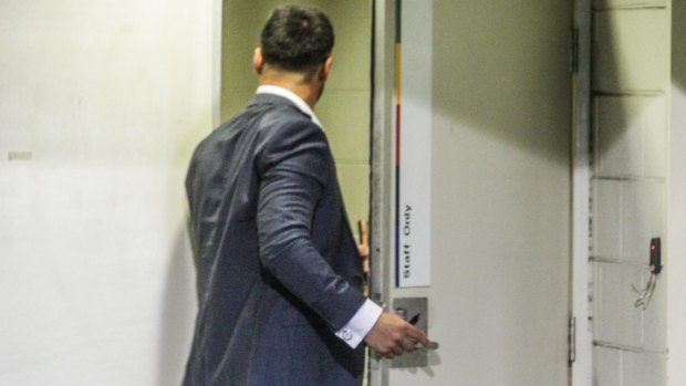 Deputy mayor Salim Mehajer arrives at what could be his final meeting of Auburn council. 