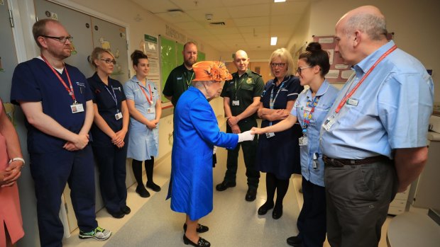 The Queen visited the Royal Manchester Children's Hospital and met staff on May 25.