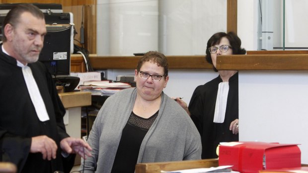 Dominique Cottrez with her lawyer Franck Berton, in court on Thursday.