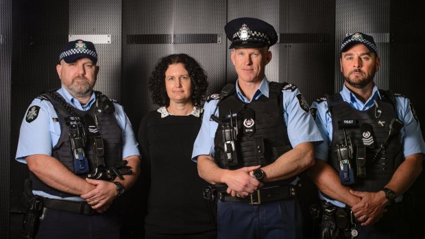 Members of the ACT Policing family violence unit: Detective leading senior constable Troy Gordon, Myfanwy Manning, detective station sergeant Matt Craft, and detective sergeant Dave Crowe. 