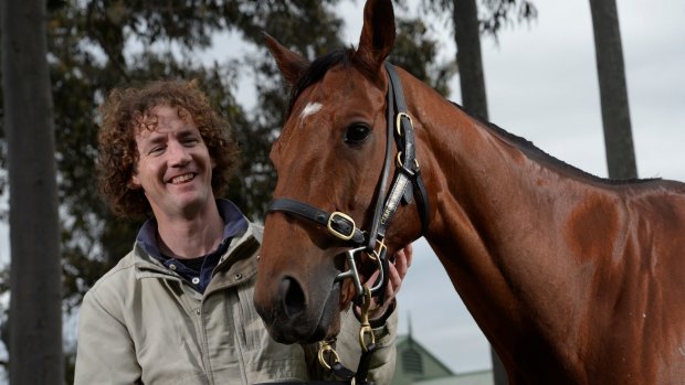 Mr O'Ceirin with trainer Ciaron Maher at the stables in Caufield.