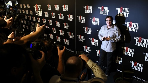 Quentin Tarantino faces the cameras at Event Cinemas on Wednesday night. 