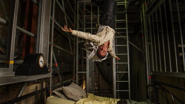 World turned upside down: Simon Lobelson in costume for his lead role in Metamorphosis. 