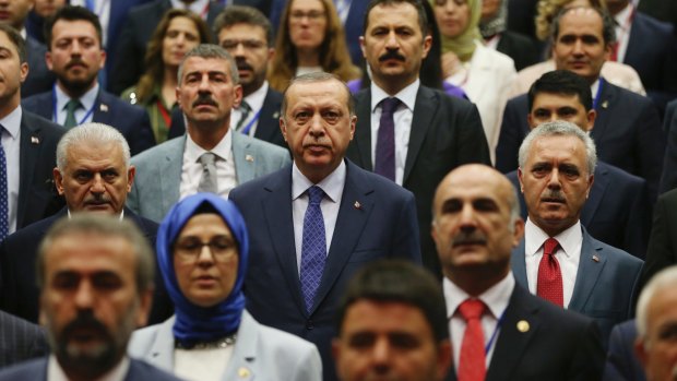 Turkish President Recep Tayyip Erdogan at a meeting of his ruling Justice and Development Party in Ankara earlier this month.