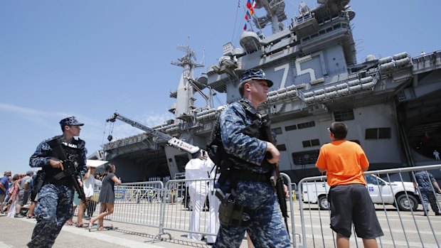 The nuclear powered aircraft carrier USS Harry S. Truman arrives in Norfolk, Virginia, US, after supporting missions in Iraq and Syria. 