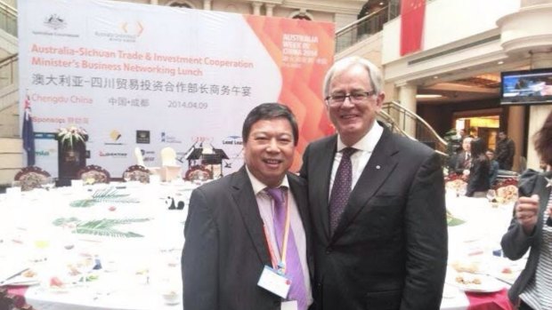 Mr Junus pictured with former trade minister Andrew Robb at a government-run networking event for Chinese businessmen.