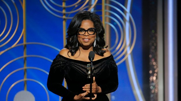 Oprah Winfrey accepting the Cecil B. DeMille Award at the 75th Annual Golden Globe Awards. She has ruled out running for president.