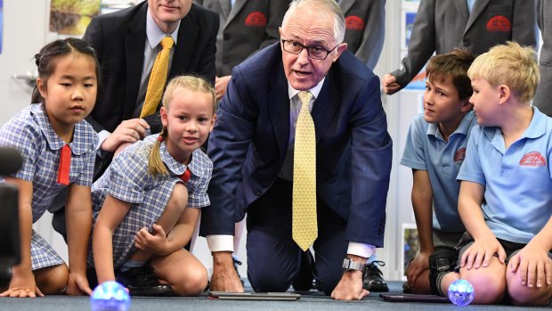 Prime Minister Malcolm Turnbull visits Oatley West Public School on Wednesday.