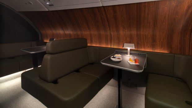 The on board lounge for business class passengers. 