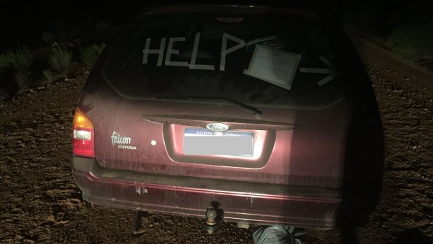 Three backpackers have been rescued in remote WA after leaving this note with their broken-down car. 