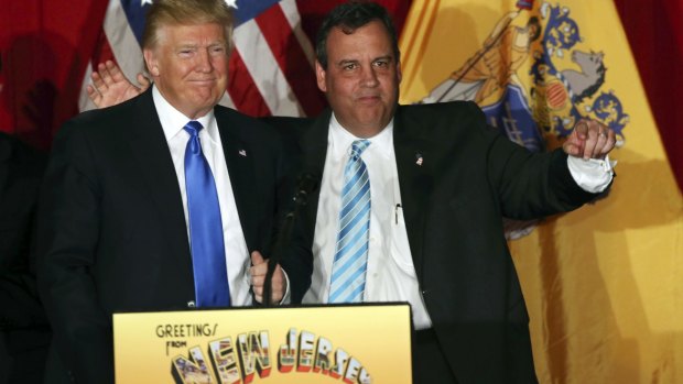 Now: Republican presidential candidate Donald Trump, left, with New Jersey Governor Chris Christie on Thursday.