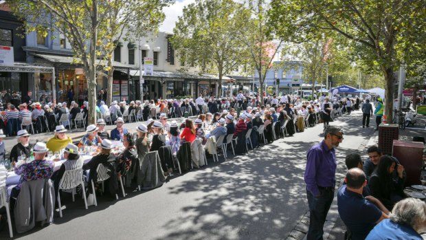 The 600-metre long table closed off Lygon Street for most of Friday.
