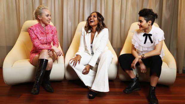 Olympia, Jessica Mauboy and Montaigne at the ARIA nominations event.