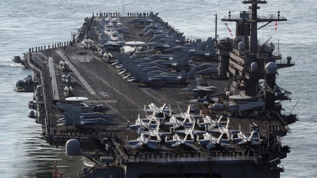 American aircraft carrier USS Carl Vinson is travelling to the Korean pensinula.