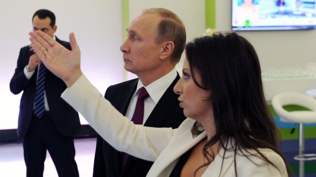 Russian President Vladimir Putin and RT's Editor-in-chief Margarita Simonyan in Moscow, Russia.