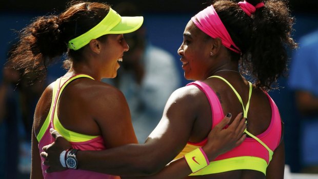 Test: Serena Williams (right) with Madison Keys after their semi-final clash. 