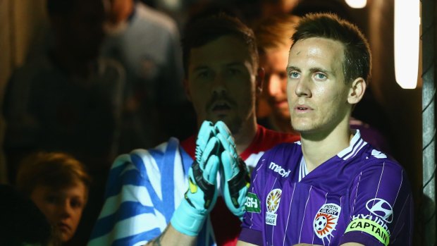 Perth Glory captain Michael Thwaite before the game against Sydney FC on Friday.