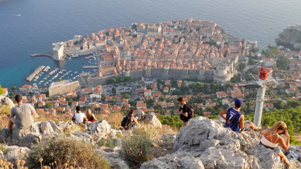 Overview of Dubrovnik from the lookout atop Mount Srd and the terminus of the cable car. 