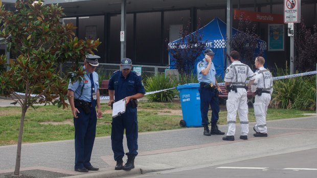 Police have taped off the Forest Road entrance to Hurstville train station after a man's death.
