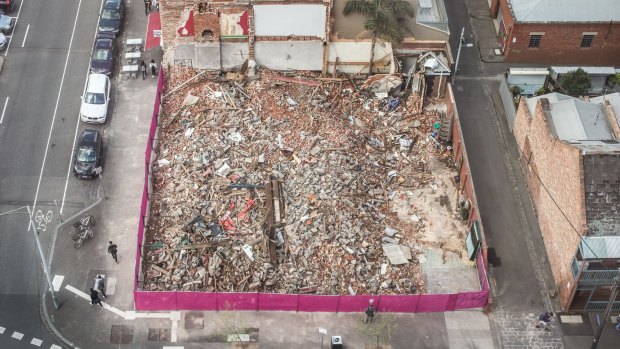 An aerial view of the site the day after the pub was demolished on 15-16 October. 