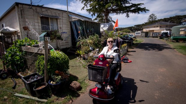Beverly Bolton in the BP Caravan Park, where she has lived for more than 20 years.