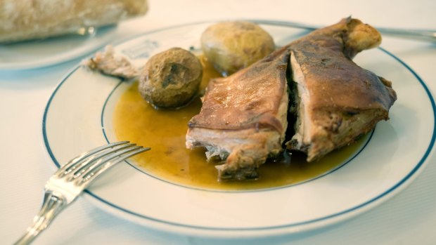 Simple but delicious: suckling pig at Sobrino de Botin.
