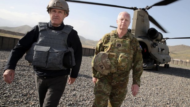 Malcolm Turnbull and ADF chief Air Marshall Mark Binskin in Afghanistan.