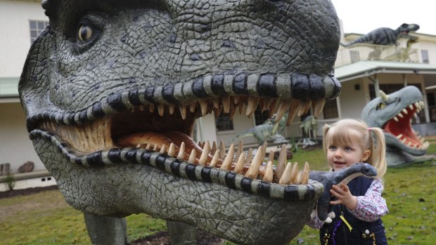 The popularity of Canberra's National Dinosaur Museum seems to have spiked since the recent release of the latest dinosaur movie, Jurrasic World. Visitor from Sydney, three-year-old Eloise Cullen, becomes acquainted with a museum beast.