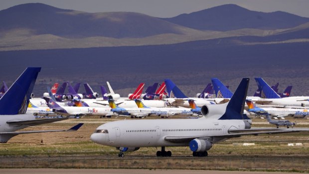 Planes in storage at Victorville, California.