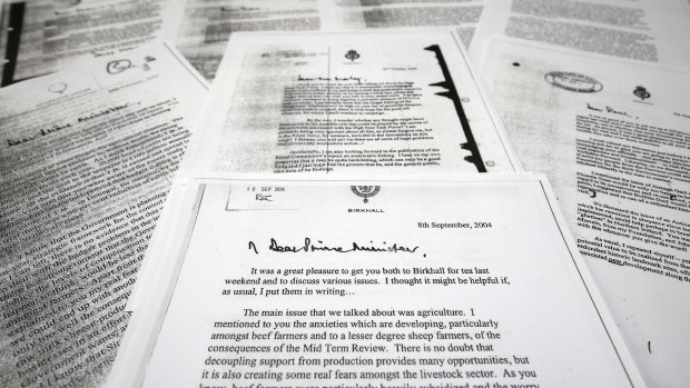 "Black spider memos": Some of the 27 letters written between Prince Charles and Tony Blair's government, showing the prince's unusual handwriting style.