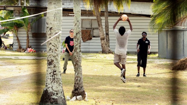 Asylum seekers during recreational time at Nauru detention centre.