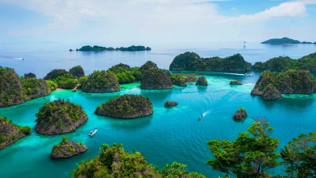 Raja Ampat in Indonesia is an equatorial archipelago of more than 1500 islands and shoals.