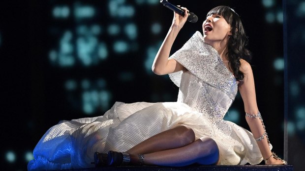 Dami Im performs during the first dress rehearsal for the Eurovision Song Contest final in Stockholm.